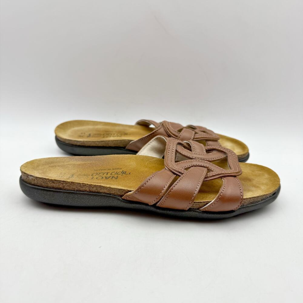 Naot Brown Leather Slide Sandals - Picture 2 of 14